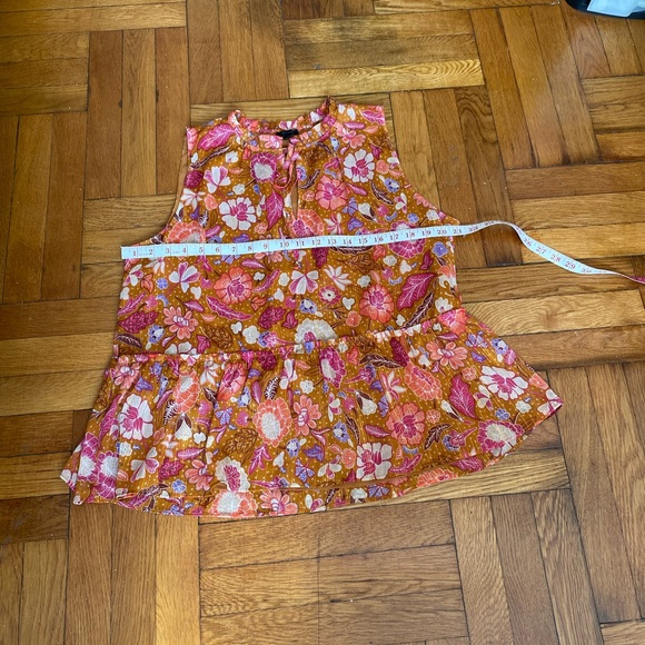 Ann Taylor Loft Silk Vibrant Floral Blouse - Orange and Pink - Large - Picture 9 of 9